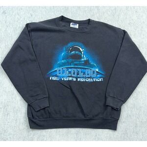 Vintage Y2K Millennium Sweatshirt Men Large Crewneck Astronaut Faded 2000